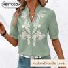 Women's Fashion Casual V-Neck Short Sleeve Blouses & Shirts