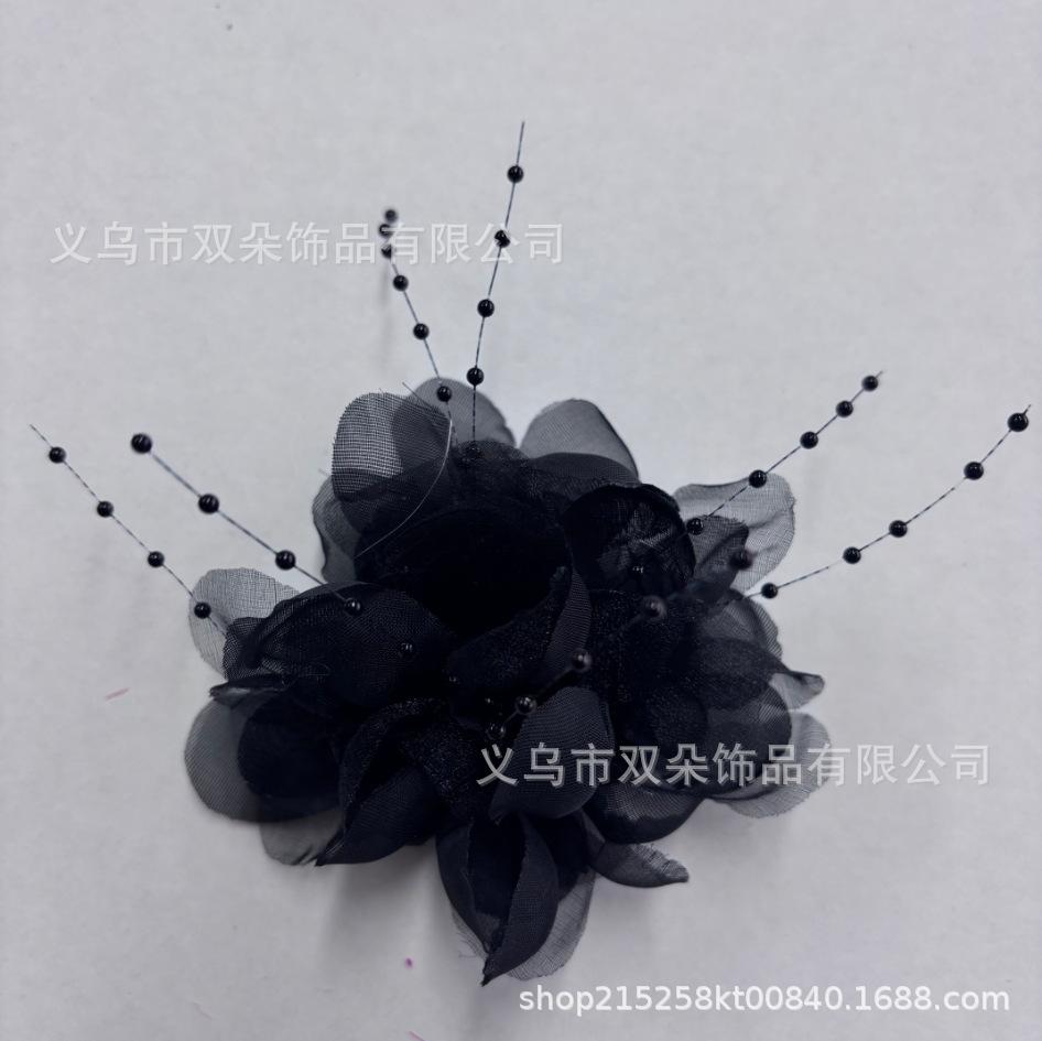 DIY feather flower handmade mesh fabric pearl feather headdress head flower show photo accessories wrist flower hairpin DIY