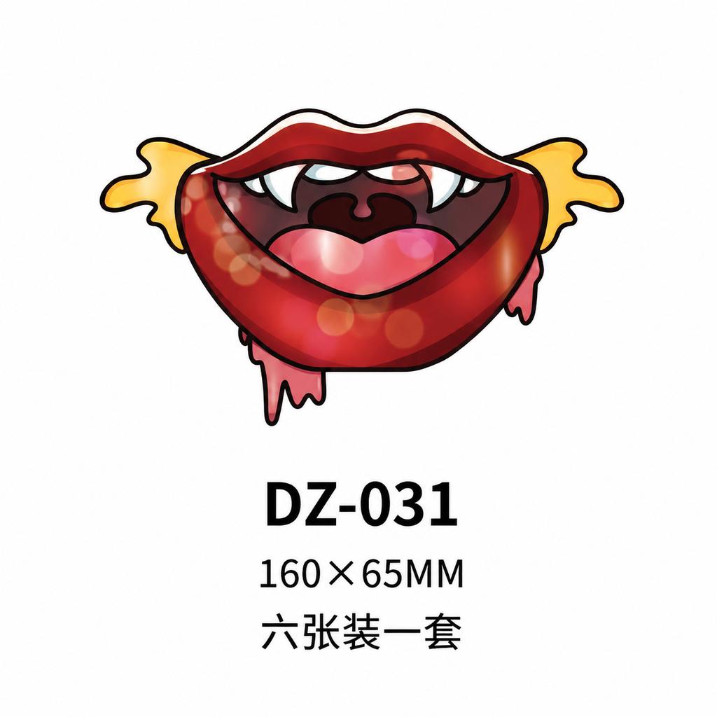 Halloween Mouth Temporary Tattoo Stickers, Vampire Lip Face Stickers for Halloween Party Makeup Decor