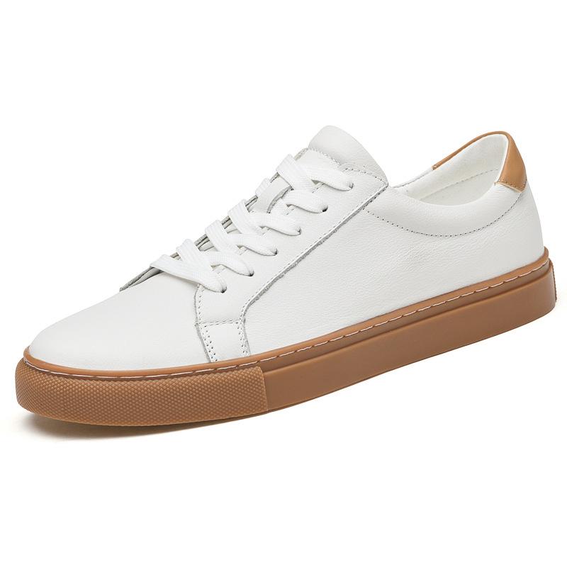 Men s Low-Top White Canvas Shoes, Plus Size, Genuine Leather Cowhide, Stitching, Spring/Summer Sports Casual Sneakers. 43