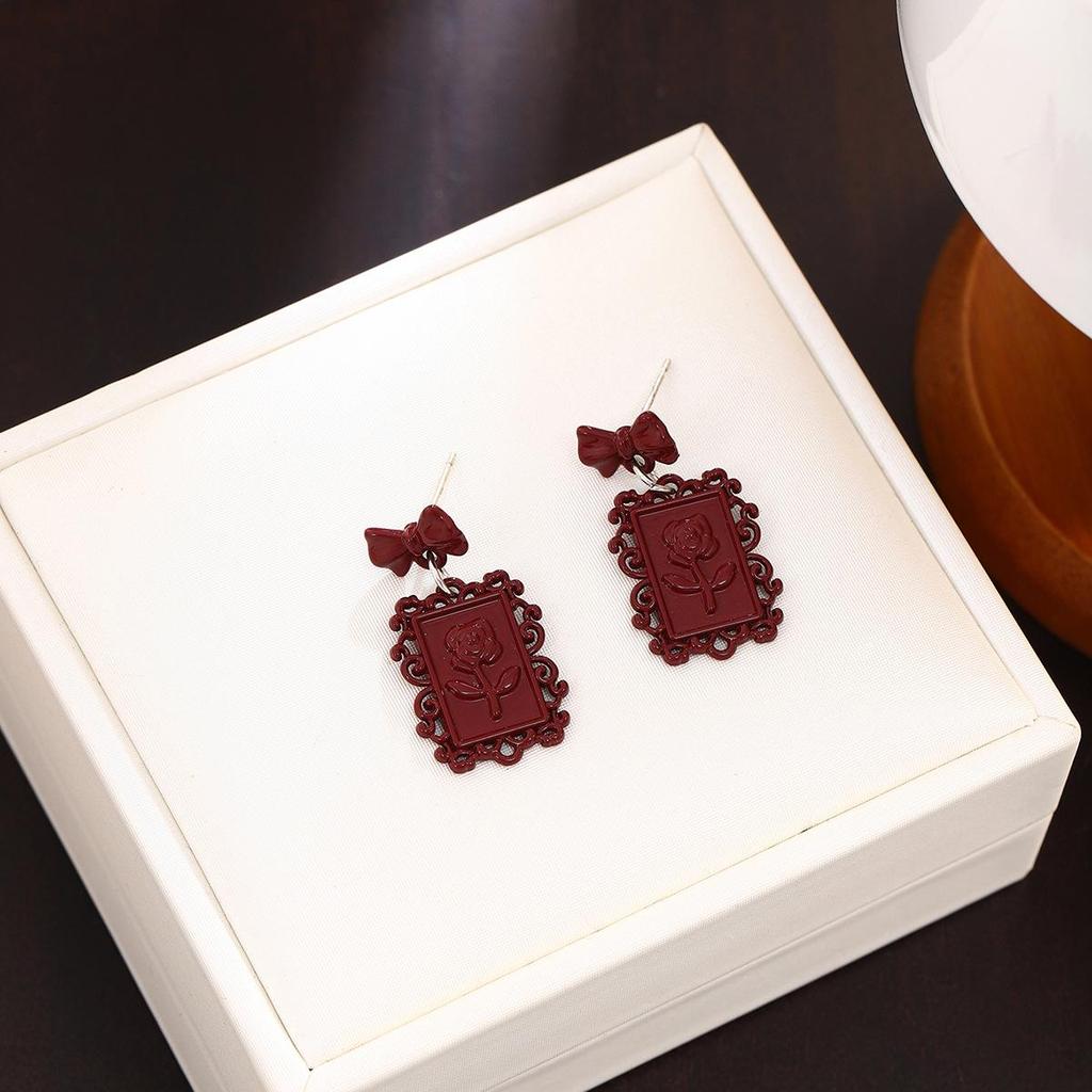 Ankerla Red Bow Heart Earrings: Enhance Skin, Slim Face, Exude Luxury - Perfect for New Year Elegance
