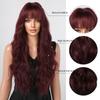 GEMMA Synthetic Dark Wine Red Long Wavy Hair Wig with Bangs Burgundy Cosplay Party Wigs for Women Natural Heat Resistant Fibre
