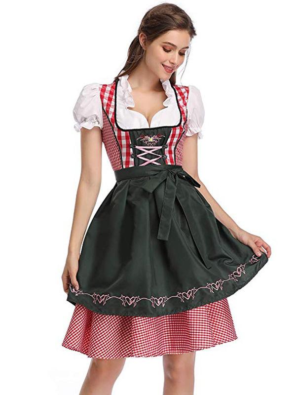 Ecowalson Oktoberfest Ladies Fancy Dress Costume German Beer Festival Maid Wench S