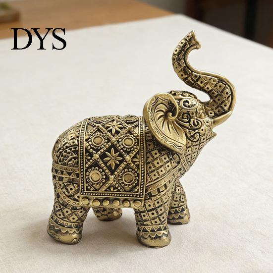 Gold Silver Animal Statue Elephant Figurine, Luck Charm Sculpture, Versatile Indoor Outdoor Decor for Traditional Auspicious Figure Car Tabletop