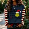 Women's Long Sleeve Neck Pullover Sweatshirt with Christmas Print