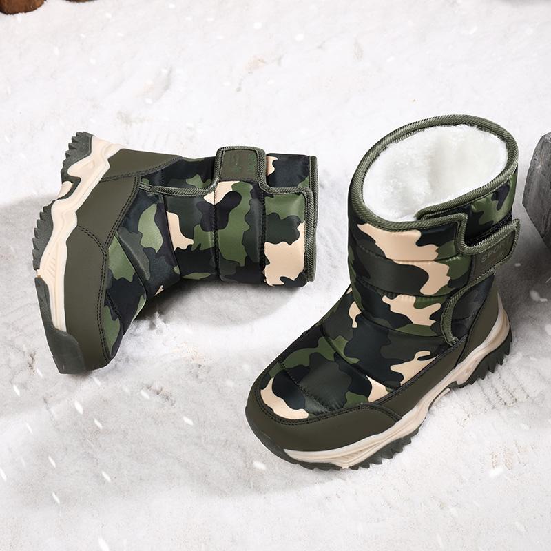 Kids Winter Boots Fashion Convenient Outdoor Thick Sole with Plush Insulation Boy's Snow Boots High Top Cotton Shoes