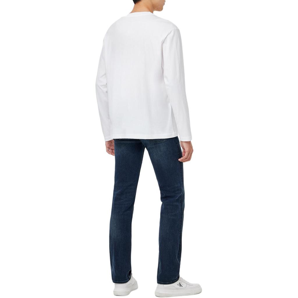 Calvin Klein Dżinsy List Wygodny Codzienny Luźny Krój Okrągły Dekolt Długi Rękaw Koszulka 2-Pak Unisex Top Jasno-Biały J400464-YAF