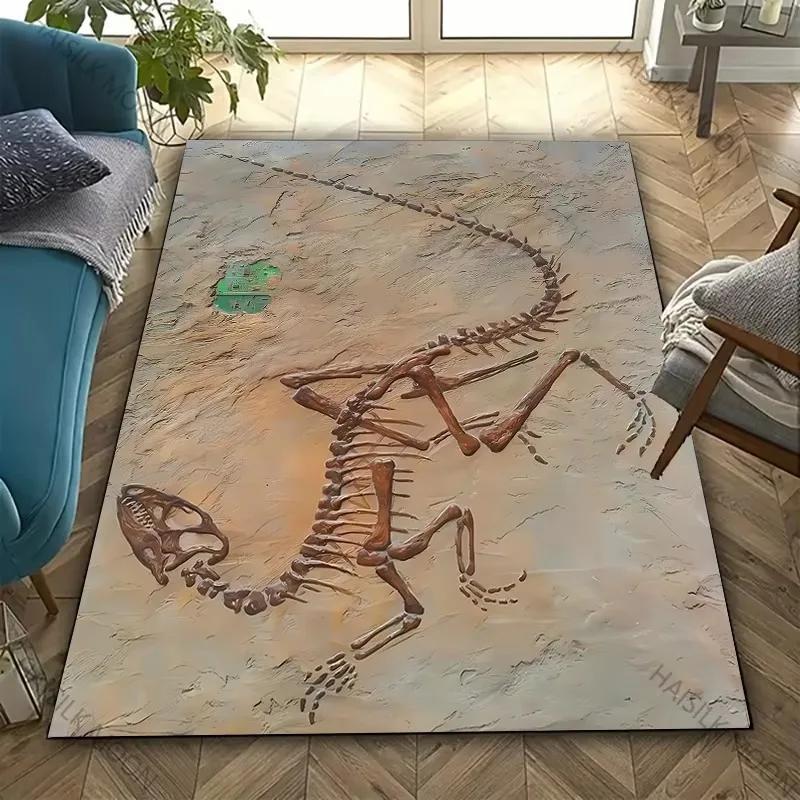 Dinosaur Fossil Theme Carpet Is Suitable for Children's Room Bedroom Living Room Office Durable Non-slip Large Area Mat Soft Rug