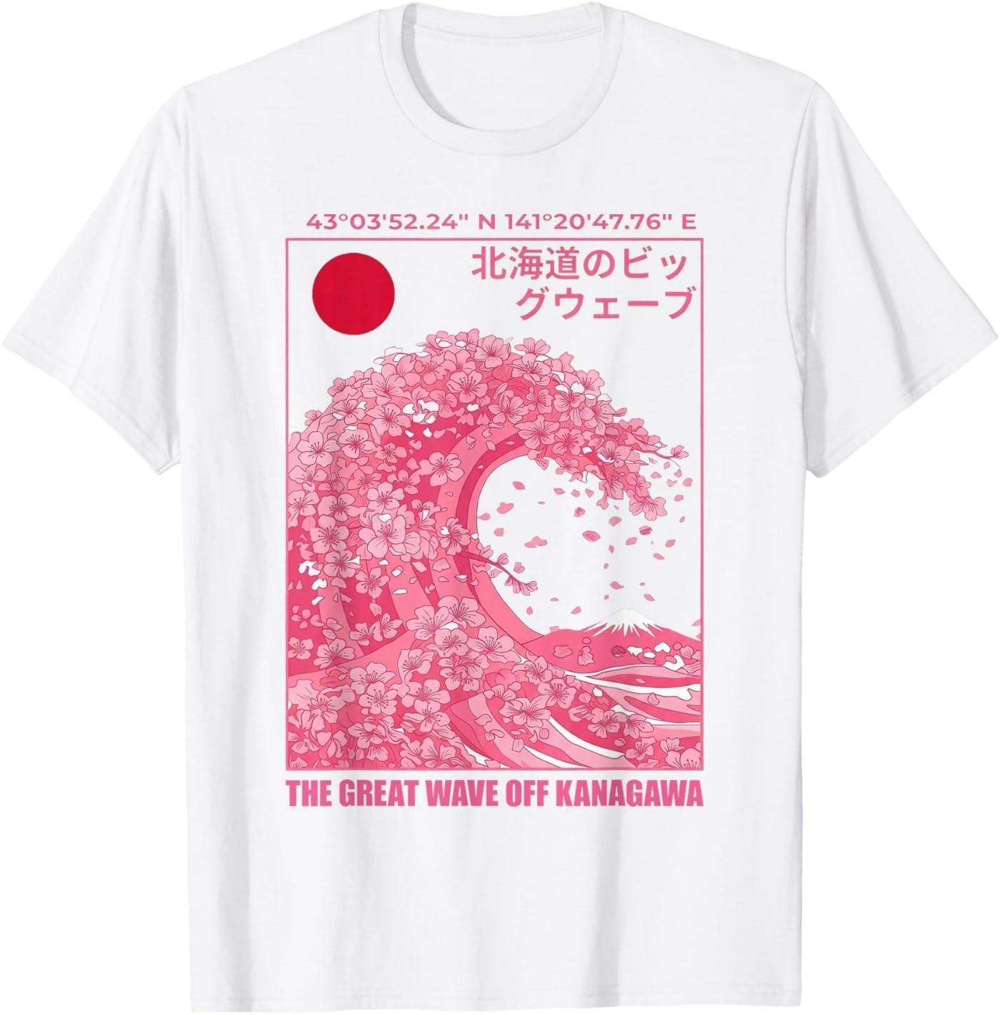 

Japanese Vaporwave Sakura The Great Wave Off Kanagawa Art T-Shirt 5XL різнокольоровий