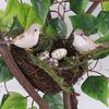 Bird Nest with Faux Birds and Eggs Ornament for Gardens Window Sill Decoration Photography Props Handmade Accessory