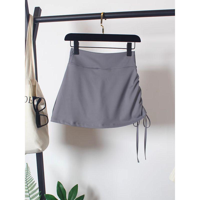 

Yoga Clothes Suit Summer Simplicity Bodycon Dress Fashion Commuter Zipper Sleeveless Quick-Drying Stretch Pilates Suit Women Grey skirt (built-in safety pants) 2XL