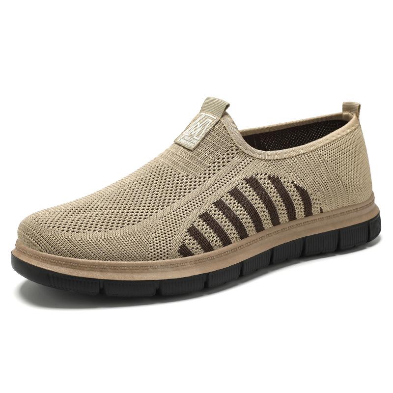 Men's shoes soft sole comfortable casual shoes flying woven shoes one pedal dad shoes breathable non-smelly feet mesh shoes versatile single shoes