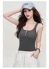 Summer Solid Color Vest, Camisole, Button, Slim Fit, Sexy Interior, Breathable Casual Pullover Top