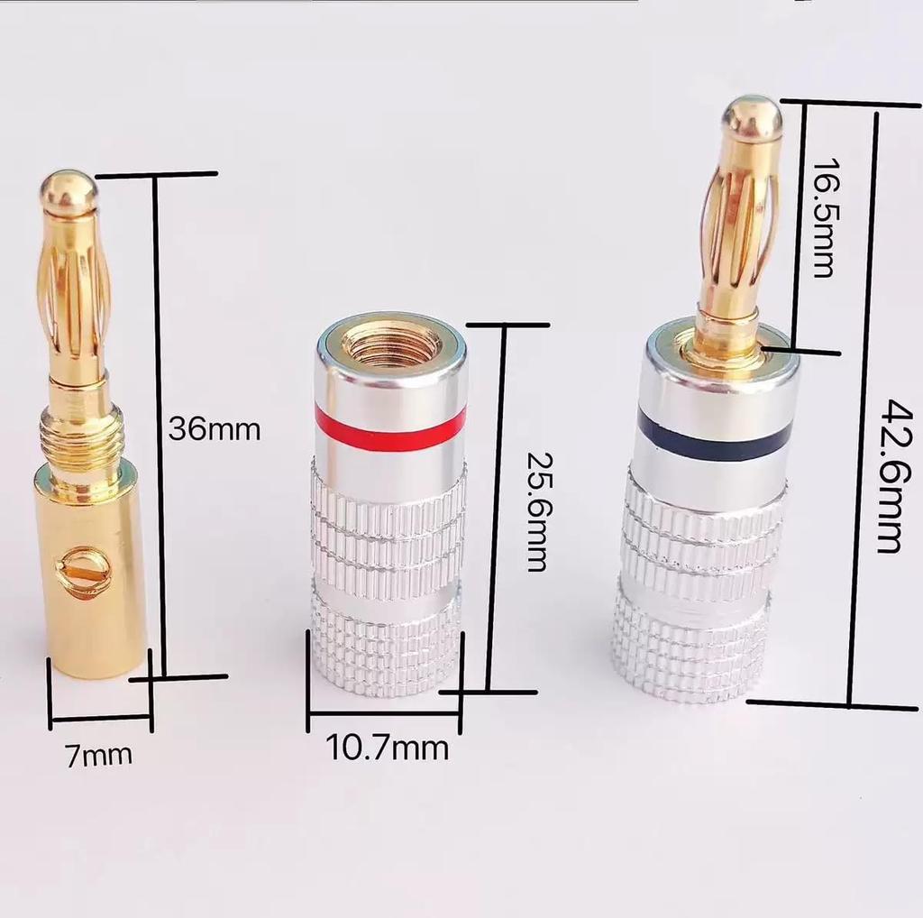 Banana Plugs, 24K Gold Plated, Speaker Cable Connectors, Speaker Terminal Converter, Screw Repair Kit, Compatible with 12AWG to 18AWG Cables, for