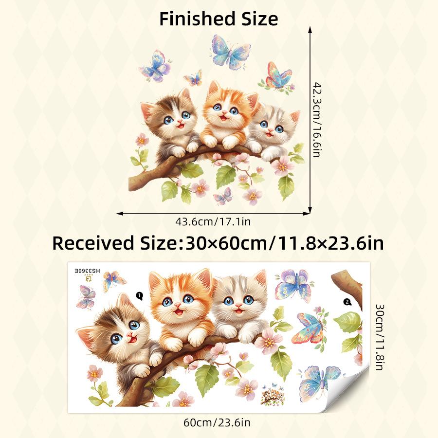 1Pc Watercolor Cartoon Cute Cat on Tree Branch Wall Stickers for Kids Room Decoration Wall Decals Bedroom Decoration Home Decor
