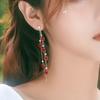 Women Versatile Rose Earrings Alloy Long Tassels Elegant Temperament Eardrop