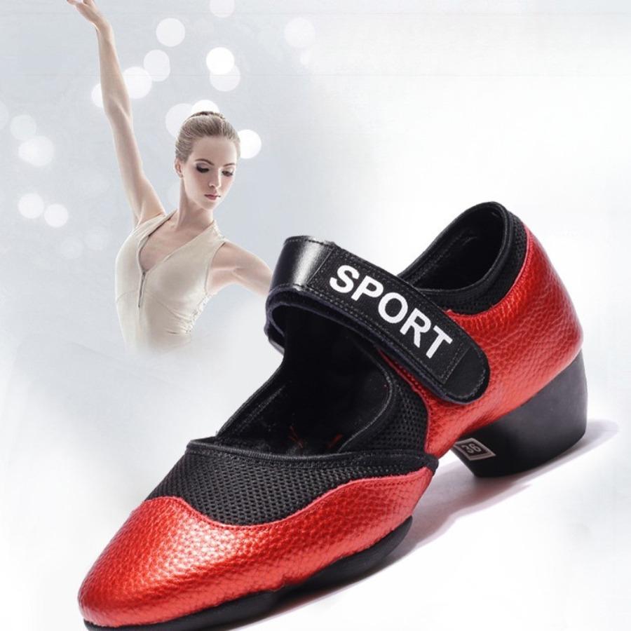Fashion National Standard Dance Soft Sole Shoes Women's Sports Jazz Dance Shoe Leather Upper Breathable Low Heels Sports Dance Shoes