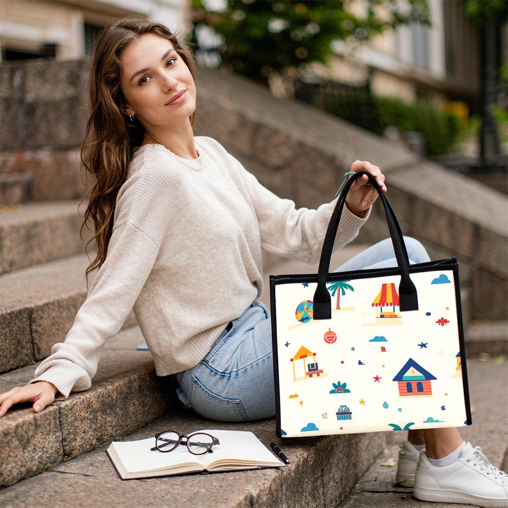 Cute Cartoon Printed Tote Bag Casual Large Capacity Daily Handbag for Shopping Travel Outdoor Use