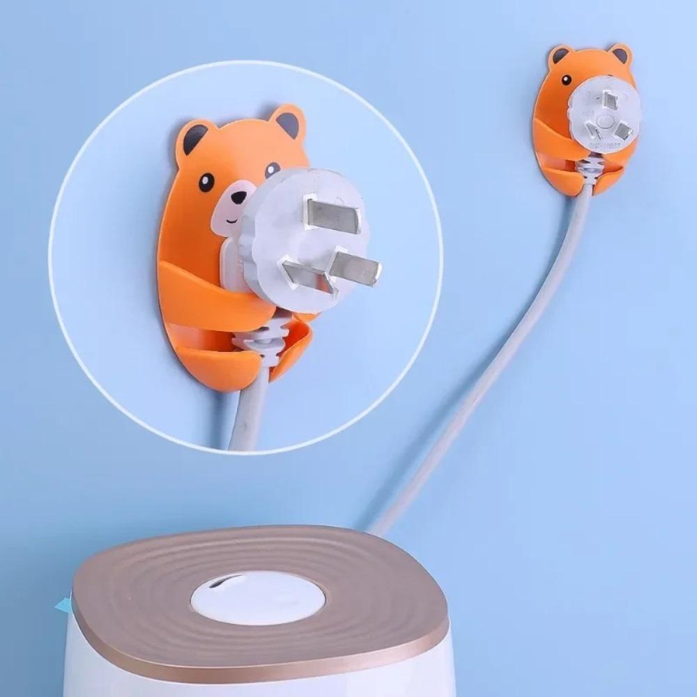 Multi-Purpose Wall Storage Hook Punch-free Power Plug Holder Cartoon Cable Organizer Kitchen