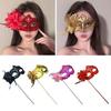 Venezianische Party Handheld Masken Ballmasken mit Stiel Seitenblume Festival Kostümparty Halbmaske Karnevalsparty