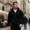 Sudadera con capucha y cremallera de manga larga informal para hombre con múltiples bolsillos