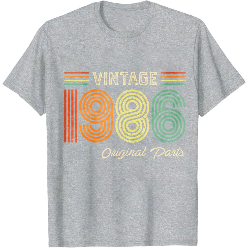 Vintage 1986 Original Parts Summer Men TShirt Retro Style Casual Wear For Birthday Gift Anniversary Celebration Party Outfits