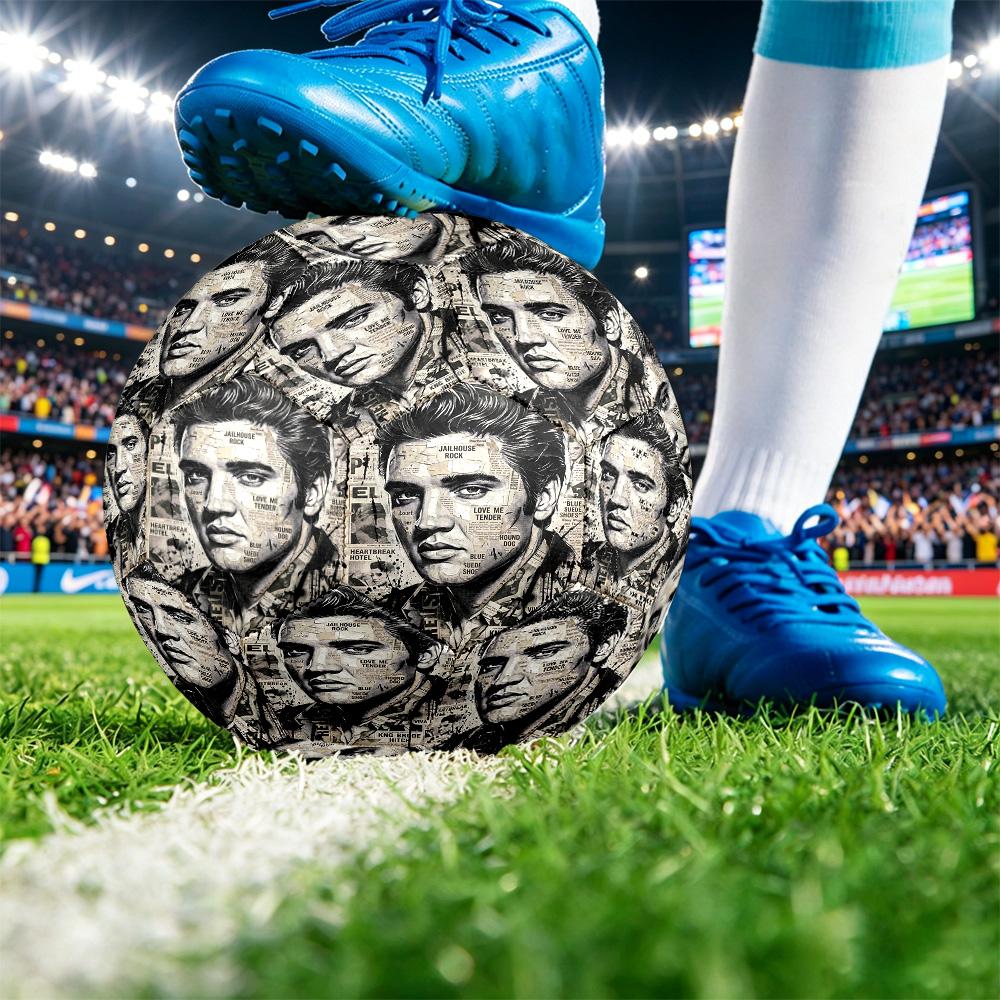 Elvis Presley Print Size 5 Soccer Ball Durable Shock?Absorbing Sports Ball For Training Match Outdoor Playing