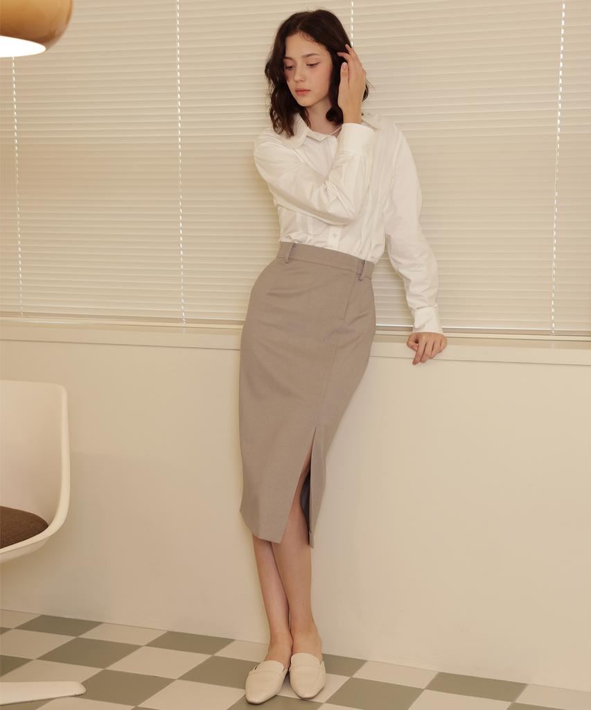Leobeucham [Jennet Pencil Skirt_Grey Beige] Jennet Pencil Skirt_Grey Beige