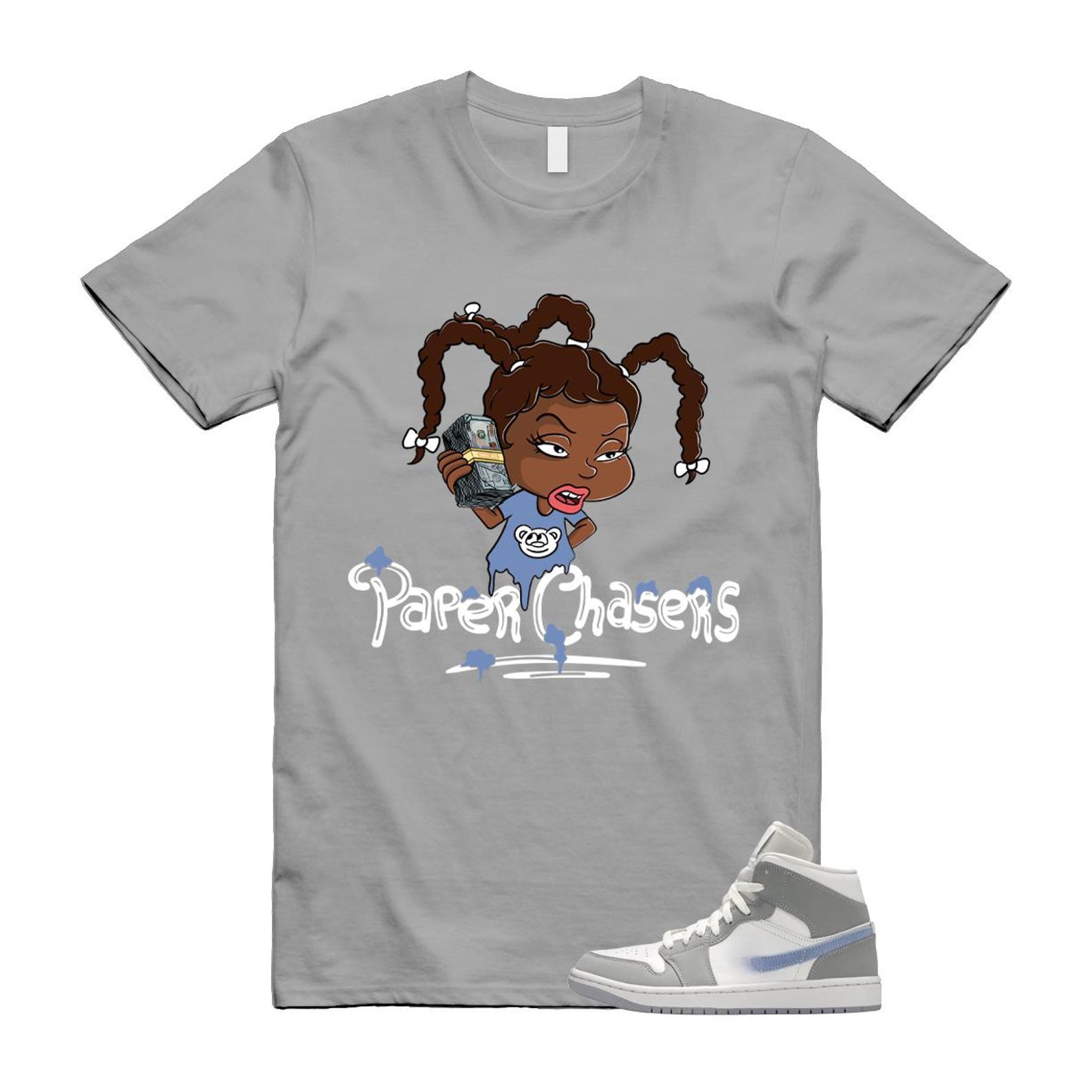 1 Wolf Grey Aluminum Blue White Mid T Shirt Match PC 2XL
