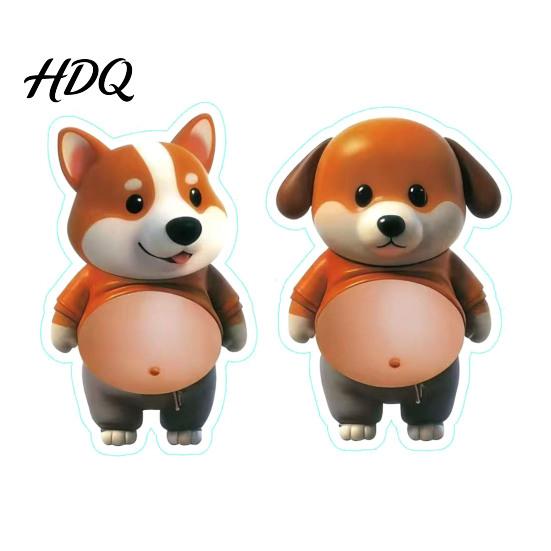 Animal Shaped Bumper 1 Pair 3D Elastic Belly Sticker Anxiety Stress Relief Cartoon Easy Install Decal with Fat Tummy Pinch Anti-collision Safety