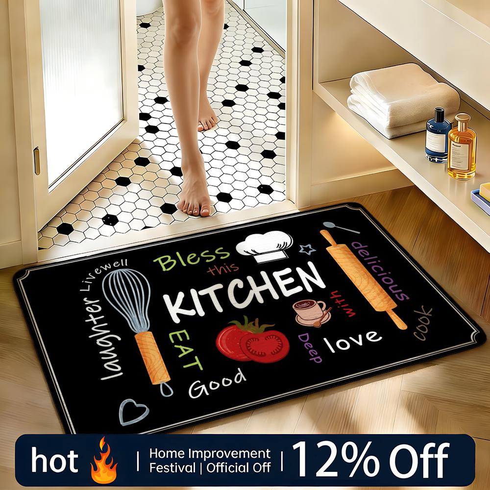 Soft Absorbent Non-Slip Rug Blessed Kitchen Floor Mat Home Decor Doormat Bedroom Floor Mat Shower Carpet