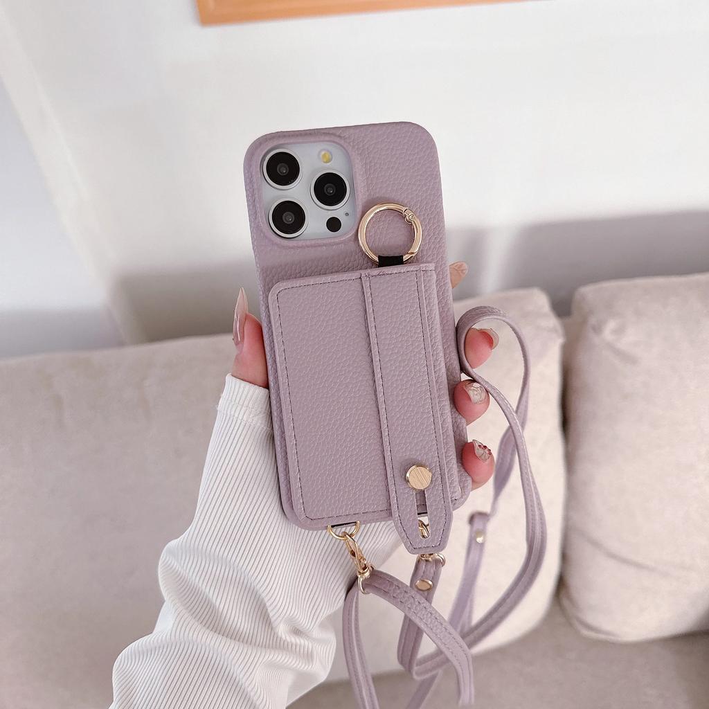 Řemínek na zápěstí Crossbody pouzdro na telefon pro IPhone 15 14 12 11 Pro Max 13 Mini 15 14 Plus Peněženka s držákem na karty Kroužek Kožený kryt