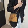 Large Capacity Retro Frosted Handbag Kiss Lock PU Leather Crossbody Bag Clip Closure Short Handle Clutch Shoulder Bag Shopping