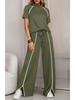 2026 Women's Round Neck Ribbed Casual Hoodie and Pants Set