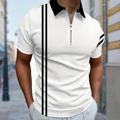 Chemise Polo Homme Décontracté Zip Manches Courtes Mode Décontracté Fermeture Éclair Été Printemps Coupe Régulière Loisirs Impression 3D Chemise Imprimée