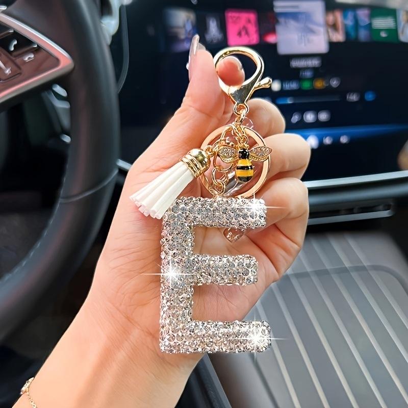 Mode 26 Bokstäver A-Ö Nyckelring Lyxig Elegant Strass Legering Nyckelring Väska Bil Hänge Smycken Tillbehör