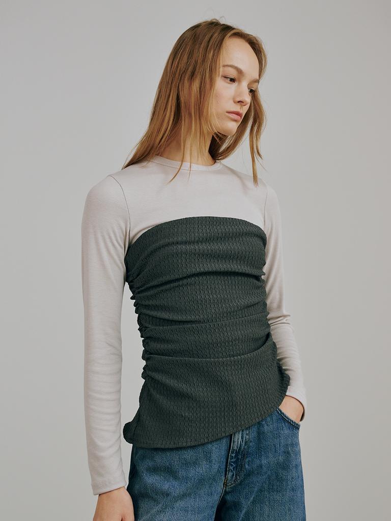 NOUVE Bustier Top + Long Sleeve Set - Gray