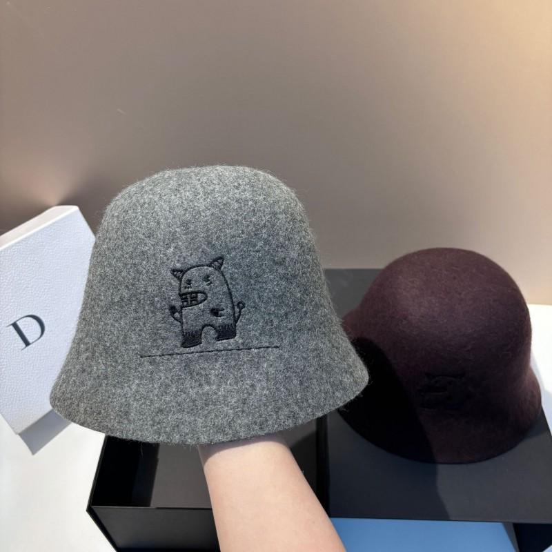 Womens 100% Wool Bucket Hat Small Fragrance Style Winter Warmth Fashionable Sun Protection