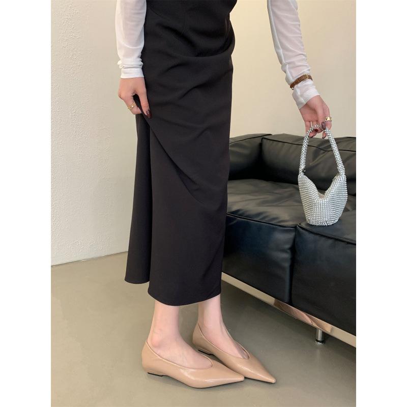 Französische spitze Stiletto High Heels Damen 2025 neu aprikosenfarben heller Mund einzelne Schuhe Damen