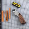 1Pcs Nat Handmade DIY Cutting Knife Sharp Blade Stainless Steel Leather Cutting Tools Walnut Handle Advanced Leather Making Tool