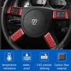 Red Carbon Fiber Steering Wheel Button Cover Trim For Dodge Challenger 2008-2010