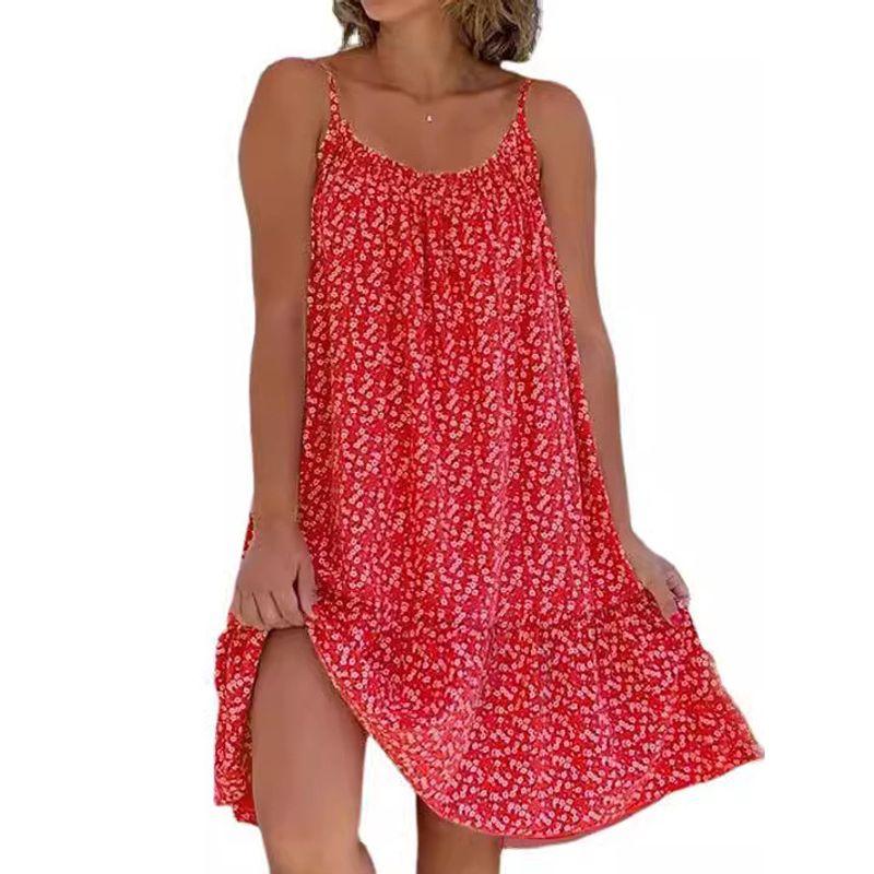 Floral Sleeveless Camisole Vest Dress Floral Sleeveless Sling Vest Dress
