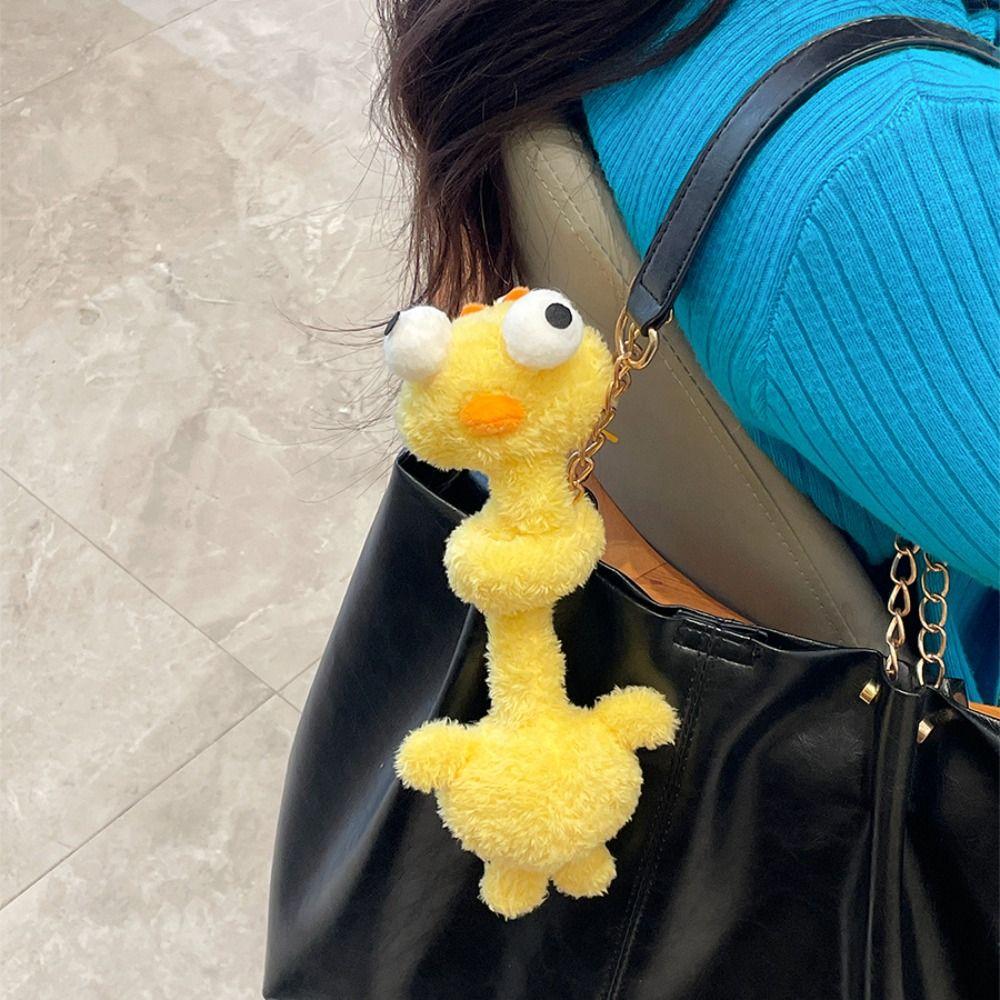 Flexible Structure Long Neck Stuffed Doll Twistable Animal Key Chain  Backpack Accessory