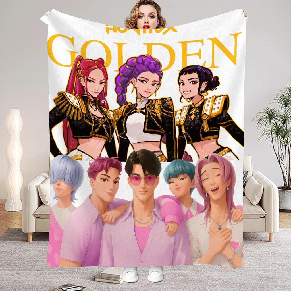 Kpop Demon Hunters Huntrix Blankets Quality Soft Warm Throw Blanket Winter Kids Couch Bed Fluffy Bedspread