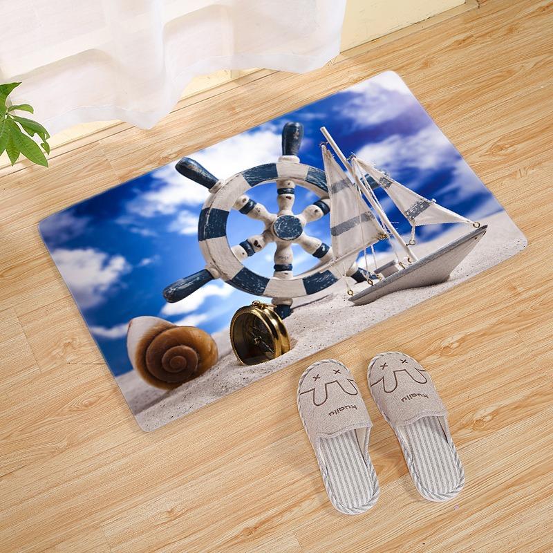 Nautical Themed Patterned Door Mat Artistic Ocean - Inspired Print Mat Non Slip Floor Mat For Entryway Doorstep Home Decor