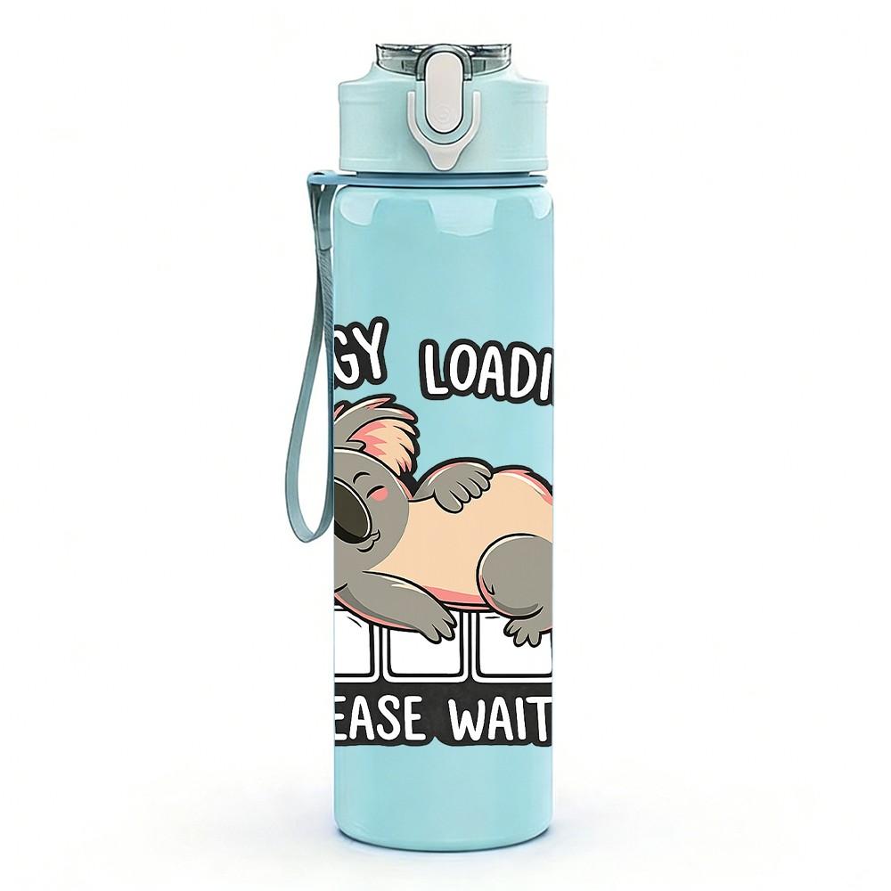 1PC Cat Mouse Funny Cartoon Print 750ml Color Plastic Sports Water Bottle Leakproof Flip Straw Lid Suitable for Sports Office Home Use