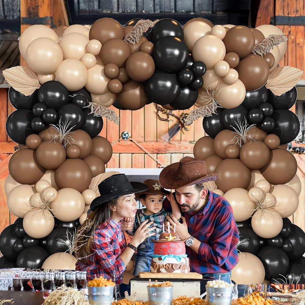 Wild West Cowboy Theme Balloons Garland Brown Black Skin Balloon Arch Kit Wedding Anniversary Birthday Party Decoration Globos