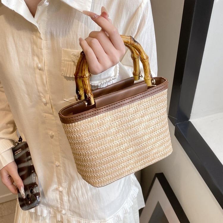 Straw Basket Small Bag for Women, New Fashion Woven Handbag, Spring Summer Textured Crossbody Bag