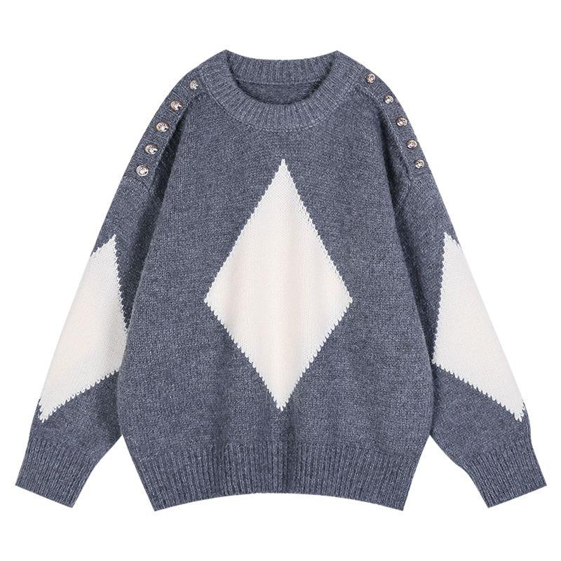 

Ленивый ветер Рождественский красный пуловер женский свитер 2023 осень/зима с длинным рукавом корейский свободный вязаный свитер пуловер женский топ One Size серый