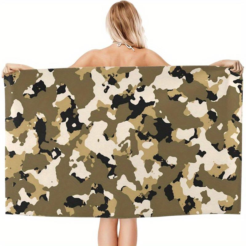 

Beach Towel Camouflage Print Pattern Sunscreen And Windproof Suitable For Swimming Pool Camping Travel Blanket W30*H60(CM)